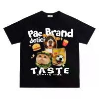 ราคา American trendy heavy-duty hamburger-themed short-sleeved T-shirts with cute cat and dog patterns. They are loose-fitting, versatile and suitable for couples as tops (1731995634423203052)