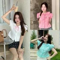 ราคา Sodsai.bkk | Angel shirts เสื้อคอบัวแขนตุ๊กตา ผูกหลังน่ารักมากๆ แถมโบว์ผูกสีชมพู (1732367726359513055)