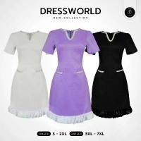 ราคา {S-7XL} 1278 งานป้าย Dress World เดรสสั้นทรงเอ คอวี แต่งกระเป๋า ชายกระโปรงแต่งดอก เดรสทำงาน คําแนะนําการขายที่ร้อนแรงในเดือนนี้ (1732199421991552471)