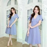 ราคา Feisty Flare Dress เดรสอกจีบเดรปแขนกลีบบัว : สีฟ้าคราม (1732367678904698083)