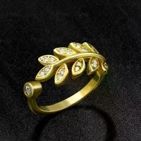 ราคา Wilsane riosquarerich Women's ring, free size olive leaf ring, good luck, enhance love luck (R 460), gold plated, looks real, embedded with diamonds (1732315795043485500)