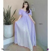 ราคา Garden Clothes ชุดเดรส เดรสยาวแขนพอง สายผูกคอ กระโปรงอัดพลีท สีม่วงอ่อน (1732225653555890879)