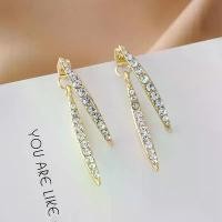 ราคา Fashion design sense rhinestone cross earrings new temperament silver needle earrings (1729694108824734169)