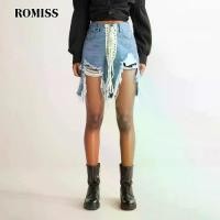 ราคา กางเกงยีนส์ขาสั้น ROMISS Streetwear เย็บปะติดปะต่อกัน ลูกไม้ขึ้น สำหรับผู้หญิง เอวสูง กระเป๋าประกบ ลำลอง สลิมมิ่ง กางเกงขาสั้น หญิง มาใหม่ (1730301584411691762)