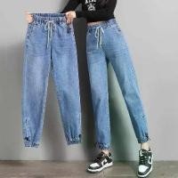 ราคา กางเกงยีนส์เอวสูงมีเชือกผูกสำหรับผู้หญิง streetwear กางเกงฮาเร็มเอวสูง กางเกงยีนส์ลำลองใหม่สำหรับคุณแม่ ความยาวข้อเท้า เสื้อผ้า Clothing (1729758781169437050)