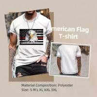 ราคา เสื้อยืดลายกราฟฟิกธงชาติอเมริกาสำหรับผู้ชาย Streetwear ลำลอง มีสไตล์ แฟชั่น (1729603512483023030)