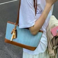ราคา กระเป๋าโท้ท, การออกแบบประกบยีนส์ย้อนยุคความจุขนาดใหญ่, สไตล์เกาหลี, อเนกประสงค์, กระเป๋าสะพายไหล่ที่เรียบง่าย, กระเป๋าถือ, กระเป๋าเก็บของ, กระเป๋าทรงสี่เหลี่ยม, Streetwear (1732111979903812723)
