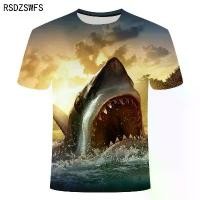 ราคา เสื้อยืดพิมพ์ลายฉลาม 3D สำหรับผู้ชายและผู้หญิง Streetwear ตกปลาทะเล O'neck แขนสั้น สัตว์ ฮิปฮอป เสื้อผ้าฟิตเนส แฟชั่นฤดูร้อน (1729887485719251220)