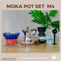 ราคา Moka pot set M4 ชุดทำกาแฟสด Moka pot หม้อต้มกาแฟ (1729714098989599675)