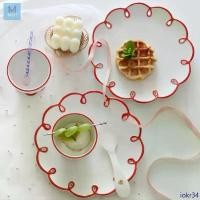 ราคา จานเซรามิค ลายดอกไม้ จานใส่ขนม ใส่สผลไม้ จานสวยๆ แต่งบ้าน สไตล์วินเทจ dessert plate ขายดี (1732260379239024341)