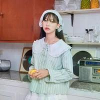 ราคา เสื้อเชิ้ตคอบัวสีเขียวลายทาง - ปกขาว รุ่น Collar Shirt - Mooonbeam (1732032244023527227)