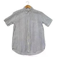 ราคา GU เสื้อเชิ้ตแขนสั้น Navy-White Stripe BD Collar Linen Blend Shirt สินค้าแนะนำ (1732096192274728143)
