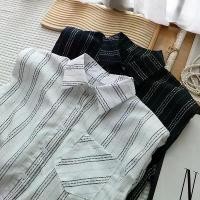 ราคา 2025 Summer New Korean Style Polo Collar Striped Hem Drawstring Loose Sleeveless Short Shirt for Women (1732409276729100139)