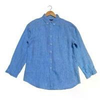 ราคา RAGEBLUE เสื้อเชิ้ต Blue BD Collar Blue Linen Shirt บล็อกบัสเตอร์ man clothing ผู้ชาย Cotton (1731534406862932426)