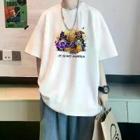 ราคา fashion cartoon print summer casual black and white Men and women with graphic collar they are suitable for both men and women, versatile for teenagers, and feature a round neck. (1731462805957018886)