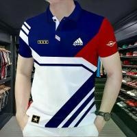 ราคา 2025 Men's Fashion Color Block Print Casual Collar Sports Short Sleeve Comfortable Outdoor Sports Polo Shirt Top Mens Menswear Lingerie sweet polo shirts polo shirt casual pol (1732178644077479139)