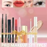 ราคา ชุดแต่งหน้าเต็มรูปแบบ 7 ชิ้น มาสคาร่ากันน้ำ Long-lasting+Eyeliner สีดำ บลัชออน คอนซีลเลอร์ฟิต ลิปกลอส ดินสอเขียนคิ้วสองปลาย สีน้ำตาลอ่อน + แท่งอายแชโดว์ (1729884504552344536)