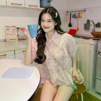 ราคา Puzzle top เสื้อคอปกลายดอกสีชมพู แขนตุ๊กตา หวานคิ้วท์ มากก (1731149756821309777)