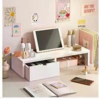 ราคา ชั้นวางจอคอม พร้อมชั้นเก็บของ 3/2/1ชั้น สีขาว/สีไม้ ชั้นวางโต๊ะ Shelf Rack คุณภาพดี ชั้นวางของแท่นวางอเนกประสงค์ COD ชั้นวางจอคอมพิวเตอร์พร้อมที่เก็บของ (1730781249327761720)