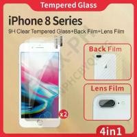 ราคา 4 in 1 เหมาะสำหรับ iPhone 8 และ 8 Plus ฟิล์มกันรอยกระจกนิรภัย ฟิล์มกันรอย 2 ชิ้น ฟิล์มหลัง ฟิล์มเลนส์ แพ็คเกจ หน้าจอ (1730261764162227109)