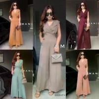 ราคา เดรสเที่ยว ไปงาน Jumpsuit จั้มสูทแขนกุด คอปกสูท ผ้าโฟร์เวย์สีพื้น ทรงขากระบอกกว้าง ใส่สะดวก ขายดี (1731660699150091465)