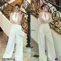 ราคา The Perfect Ladies ชุดจั๊มสูท JUMPSUIT จั้มสูทแขนกุด ขายาว ผูกโบว์คอหลัง สีขาว (1729736863461378498)