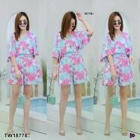 ราคา The Perfect Ladies ชุดจั๊มสูท JUMPSUIT #สาวอวบ ขาสั้น ทรงกิโมโน ดีเทลจับจีบเอว .. สีชมพู (1729669783372794306)