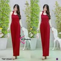 ราคา The Perfect Ladies ชุดจั๊มสูท JUMPSUIT จั้มสูทขายาว สายคล้องคอ สีพื้น สีแดง (1729757342251125186)