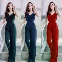 ราคา ชุดไปงาน Jumpsuit จั้มสูทสายเดี่ยวขายาว เนื้อผ้าซาร่าสีพื้นเรียบหรู แต่งตีเกล็ดหน้า ขายดี (1731675372053039471)