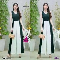 ราคา The Perfect Ladies ชุดจั๊มสูท JUMPSUIT แขนกุดทูโทน สีเขียว (1730512749558401474)