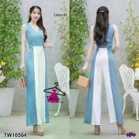 ราคา The Perfect Ladies ชุดจั๊มสูท JUMPSUIT แขนกุดทูโทน สีฟ้าเข้ม (1730512719391197634)
