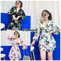 ราคา Jumpsuit จั้มสูทกางเกง กระโปรงขาสั้น คอวี แขนยาว️️ ขายดี clothing เสื้อผ้า women ผู้หญิง girl ชมพู ผ้าไหม ผ้าฝ้าย ชุด บอดี้สูท จั๊มสูท (1731638026509323114)