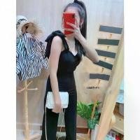ราคา ชุดดำJumpsuit จั้มสูทแขนกุด ขายาว (1729479602773527339)