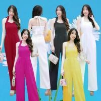 ราคา TW18948 Jumpsuit จั้มสูทขายาว สายคล้องคอ สีพื้น (1729743393102137495)