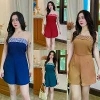 ราคา TW18894 Jumpsuit จั้มสูทขาสั้นเกาะอก.... (1731910177829979287)