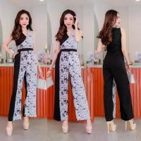 ราคา KT13562 Jumpsuit จั๊มสูทขายาว ทรงไขว้ป้ายอก ทรงแขนกุด (1731919872340691123)