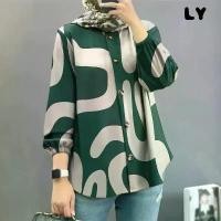 ราคา เสื้อสตรีมุสลิม สไตล์อินเทรนด์และอเนกประสงค์ แขนโคมไฟ ลายทางเรขาคณิต เสื้อคอกลมแฟชั่น เสื้อ คอปาด premium linen เสื้อ พื้นเมือง เสื้อ พื้นเมือง เหนือ เสื้อ ใส่ สบายๆ เชิ๊ต (1731210901363132400)