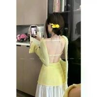 ราคา เสื้อถักนิตติ้ง, สาวฮอตบาง, แขนยาว, ครีมกันแดด, หลังเปิดขนาดใหญ่, คอวี, สำหรับผู้หญิง, ฤดูร้อนปี 2025 มาใหม่, เอว-รัด, เสื้อแจ๊กเก็ตกระชับสัดส่วน, เสื้อยืด เสื้อ โชว์ หลัง prem (1732308582865013230)