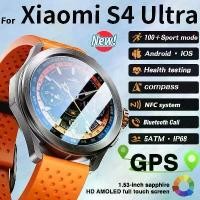ราคา สมาร์ทวอทช์ S4 Ultra สำหรับผู้ชาย เหมาะสำหรับ GPS นาฬิกาสปอร์ต หน้าจอ AMOLED HD พร้อมการโทรด้วยบลูทูธ และ NFC อัตราการเต้นของหัวใจ กันน้ำ 5ATM นาฬิกา smartwatch นาฬิกา ใส่ ซิมโทร ได้ (1732191486995498