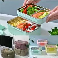 ราคา Stainless Steel Lunch Box 1200ML, 2-Layer Lunch Box, 304 Stainless Steel, Portable Lunch Box with Built-in Spoon, Microwave Safe, for Refrigerator (1731799066512033511)