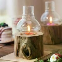 ราคา 【จัดส่งทันที】 เชิงเทียนตอไม้สัก เชิงเทียนท่อนไม้ กับแก้วครอบ และเทียน Teak wood candle holder wood (1732391099630258127)