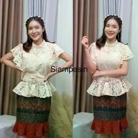 ราคา Siampasin เสื้อลูกไม้ ผ้านุ่ม อก 32-36, 34-38, 38-40, 40-42, 42-46 นิ้ว สีครีม แขนระบายค้างคาว แขนย้วย blouse คลังสินค้า (1731634312316224713)