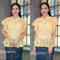 ราคา Siampasin เสื้อลูกไม้ ผ้านุ่ม อก อก 32-36, 34-38, 38-40, 40-42, 42-46 นิ้ว สีเหลือง แขนระบายค้างคาว แขนย้วย blouse ขายร้อน (1731932958922606049)