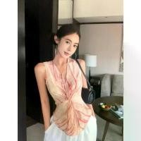 ราคา Halter Neck Camisole for Women Summer V-Neck Tube Top Small Blouse (1732342501794219131)