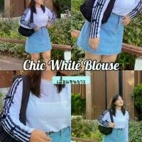 ราคา Chic White Blouse เสื้อแขนยาวสีขาว สไตล์เกาหลี แต่งแขนลูกไม้ โบว์ดำ | unniii.co (1731120653051005361)