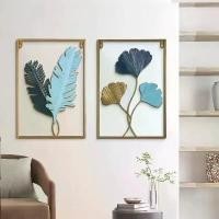 ราคา พร้อมส่ง กรอบรูปใบไม้ติดผนังสีทอง 60*40CM กรอบรูปใบไม้สีทอง Wall Decor ห้องนั่งเล่นโซฟาทีวีพื้นหลังผนังร้านอาหารตกแต่งผน ขายดี (1732212260062397501)