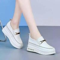 ราคา Ready To Ship ZAZA Women Shoes Korean Fashion Wedge Shoes Wedge Sneakers for Women Thi-soled White Shoes Increased 7cm Breath and Non-slip Kasut Perempuan (1731898602948756727)