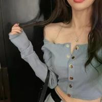 ราคา เสื้อชั้นฐาน, เสื้อยืดสตรีทรงสลิมฟิต, ฤดูใบไม้ผลิอินเทรนด์สไตล์เกาหลีใหม่, แขนสั้นและยาว, เสื้อปาดไหล่สีดำสไตล์ตะวันตก เสื้อ แนว แฟรี่ เสื้อ กันหนาว ยูนิโคล่ หญิง เสื้อ ขาด ๆ วินเทจ (17319586857930940