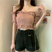 ราคา เสื้อถักนิตติ้ง ดีไซน์เก๋ไก๋ ปาดไหล่ไขว้ แขนสั้น ทรงสลิมฟิต สำหรับผู้หญิง เสื้อขอบลูกไม้สั้น ฤดูร้อน 2025 มาใหม่ เสื้อ แนว แฟรี่ เสื้อ กันหนาว ยูนิโคล่ หญิง เสื้อ ขาด ๆ วินเทจ (1731958559342692735)