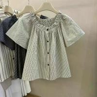 ราคา เสื้อเชิ้ตแขนสั้นลายทางทรงหลวม สไตล์วินเทจ ดีไซน์ใหม่ฤดูร้อน อเนกประสงค์ เสื้อน่ารัก พร้อมดีไซน์ตุ๊กตา ชุดงาน ขึ้นบ้าน ใหม่ ชุด ลาย ดอก จ้า เสื้อเชิ้ต ลายสก๊อต ผ้าฝ้าย ผู (1731685037309199853)